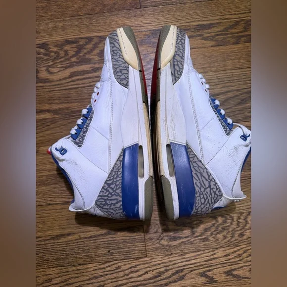 Nike Air Jordan 3 Retro OG "True Blue" in white leather Size 13 - Picture 4 of 11